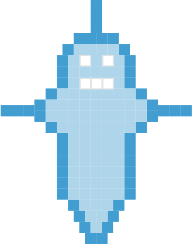 Pixelated blue bot